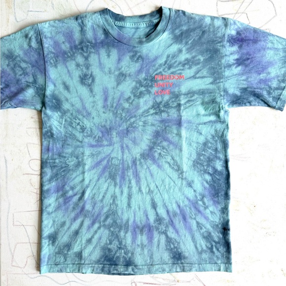 Blue and Purple Tie-Dye Cotton Tee. From the collection: "Freedom-Unity-Love". - Picture 2 of 7